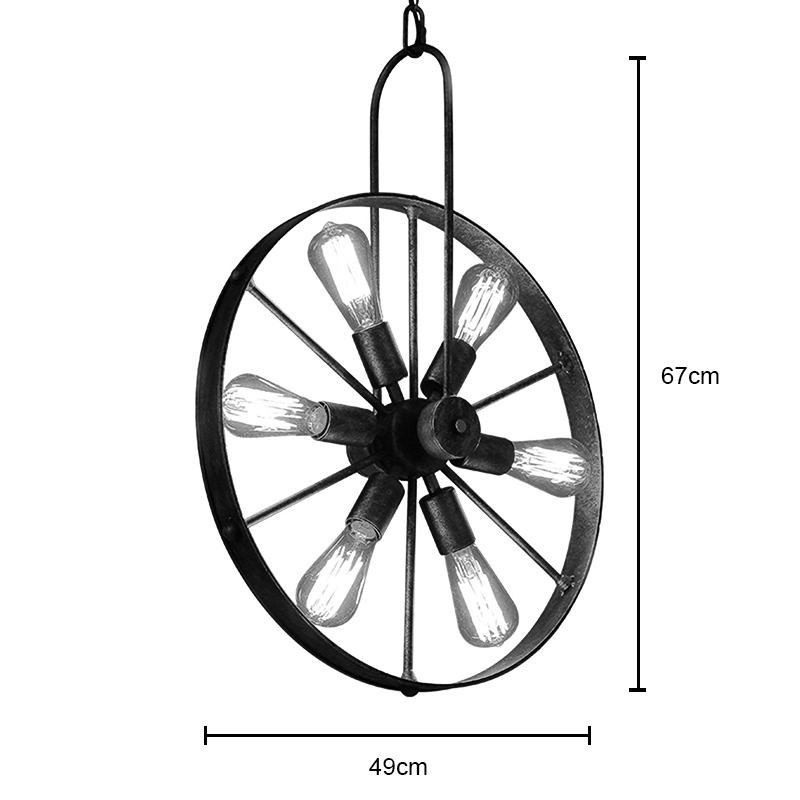 (EU Lager)Landhaus Pendelleuchte aus Eisen Riesenrad Design 6-Flammig